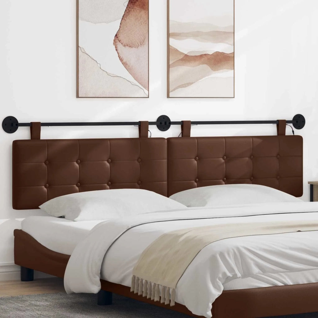Testiera | Testata sospesa Con luce LED Marrone Similpelle