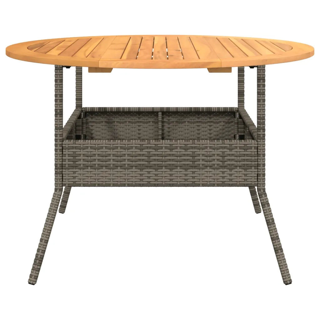 Tavolo Giardino | Tavolino da esterno Piano Legno Acacia Grigio ?110x71 cm Polyrattan