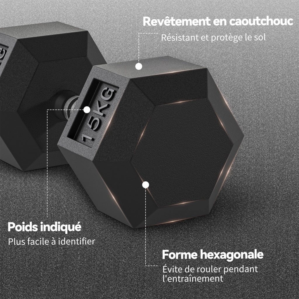 Manubrio esagonale 15 kg ¨C zephmum ¨C metallo gomma nero