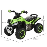 Quad per Bambini 18-36 Mesi a Spinta Manuale con Suoi Integrati, in PP e Metallo, 44x67.5x38 cm, Verde