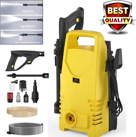Hogedrukreiniger elettrico - Spazzolatore - Pulitore - Pulitore per casa e giardino - Pulitore per auto - Potente - Tubo da 7m - 5L/min - 28x17x15 cm