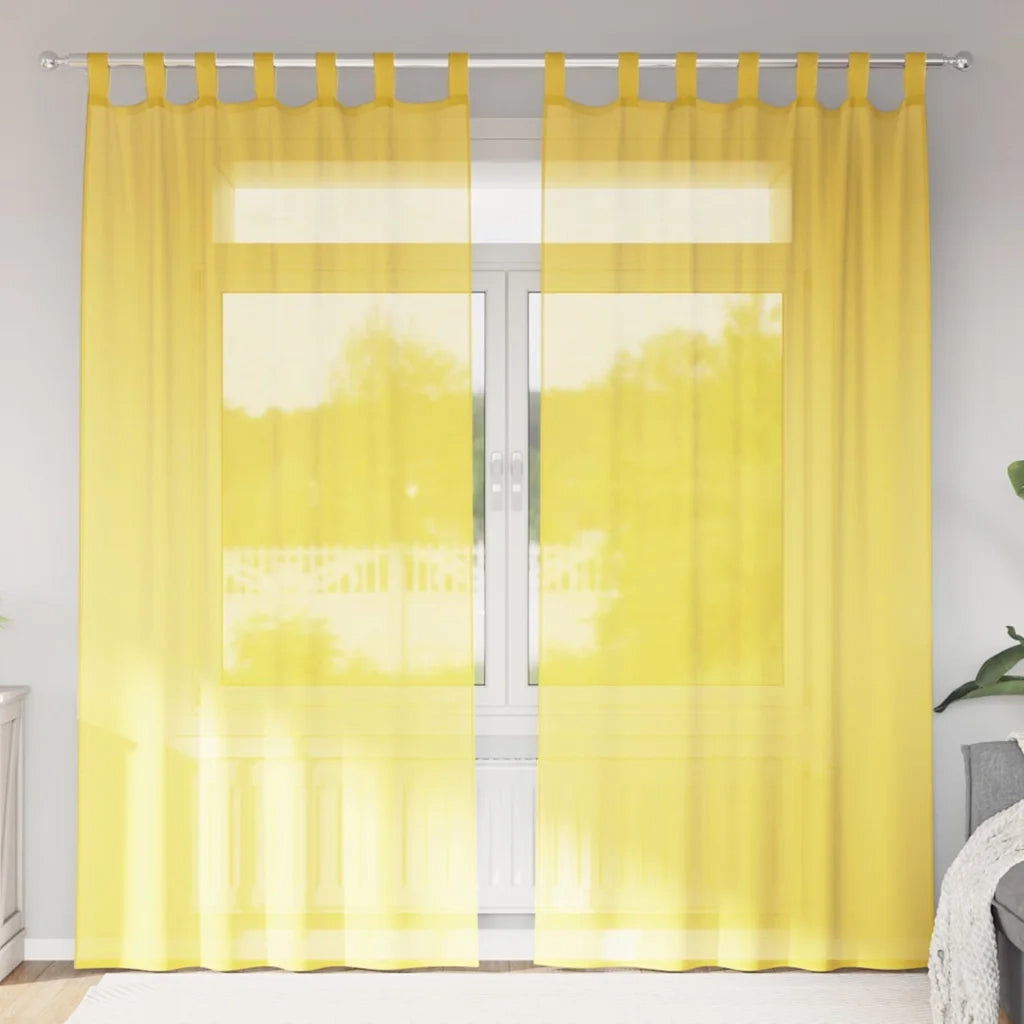 Tende in Voile con Passanti 2 pz Giallo 140x225 cm 4102318
