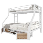 Letto a Castello 90x200 cm e 140x200 cm; con Scarpiera; Vani Portaoggetti e Scala