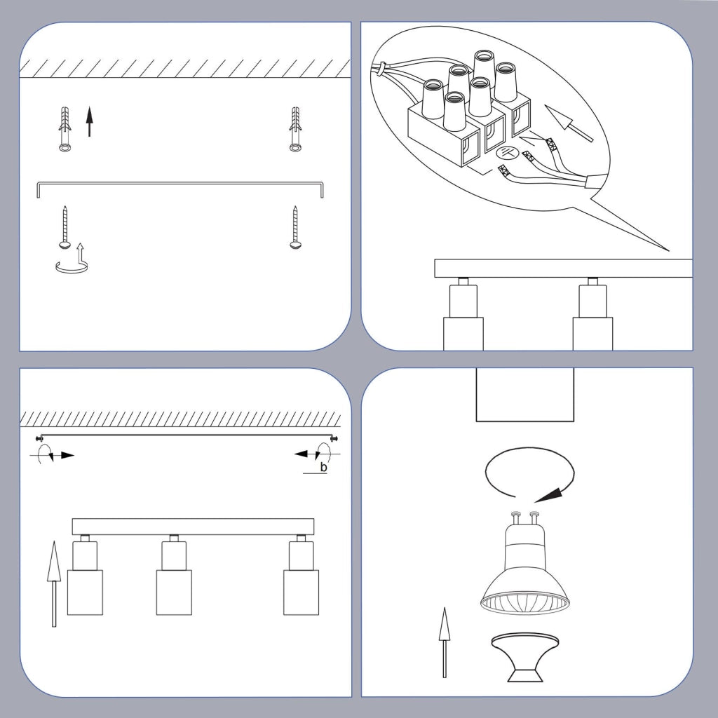 ZMH Faretto da soffitto 3 fiamme GU10 orientabile 355° nero Moderno