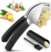 Set di tritatura di aglio 3 in 1 in acciaio inossidabile con tritacarote per aglio schiaccia aglio spazzola per pulizia adatto per lavastoviglie