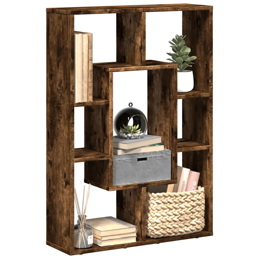 Libreria-Scaffale per Libri-Mobile di Stoccaggio Rovere Fumo 63x20x90 cm in Truciolato