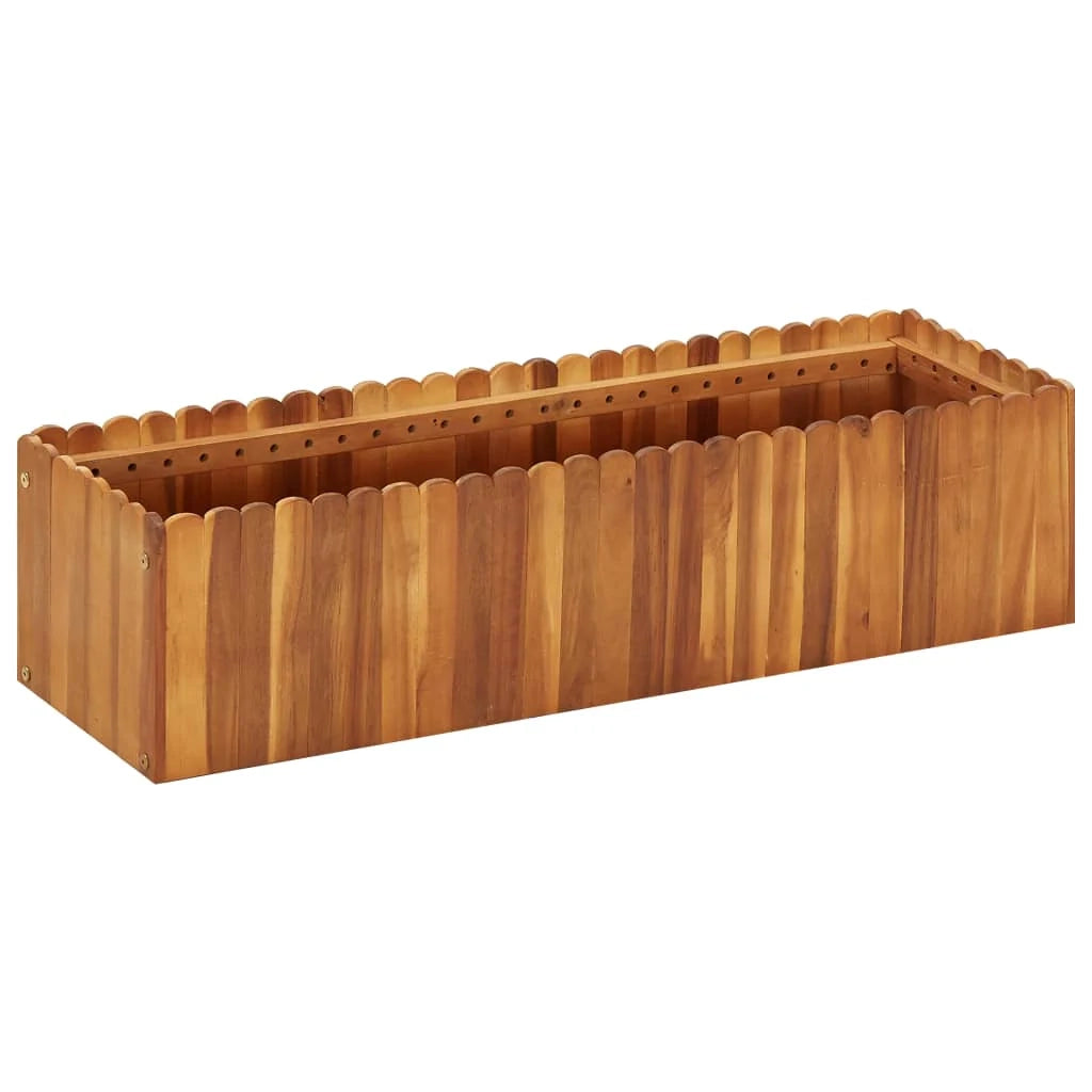 Fioriera rialzata per piante e fiori giardino 100 x 30 x 25 cm legno massello di acacia 02_0000974