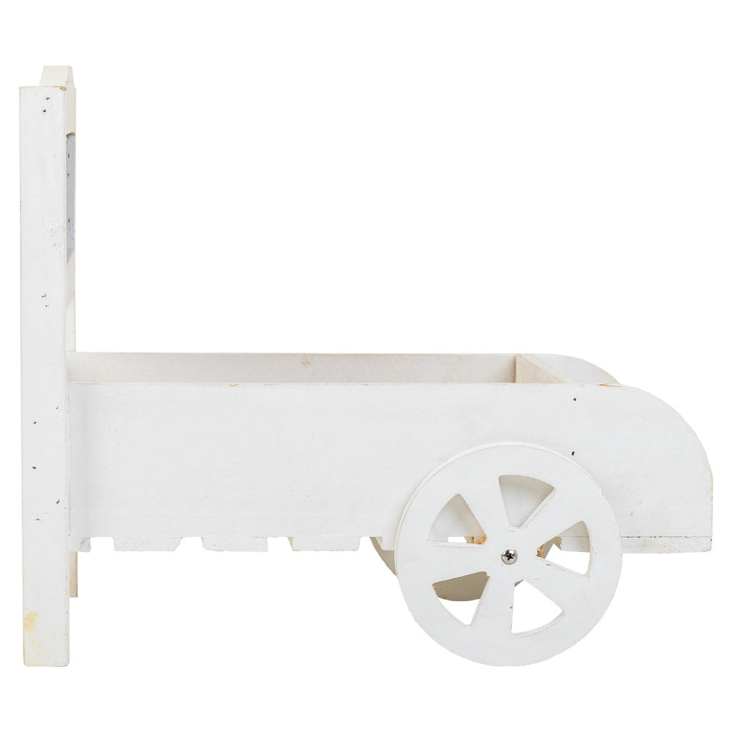 Supporto carrello portafiori in legno bianco 38x31,5x24h
