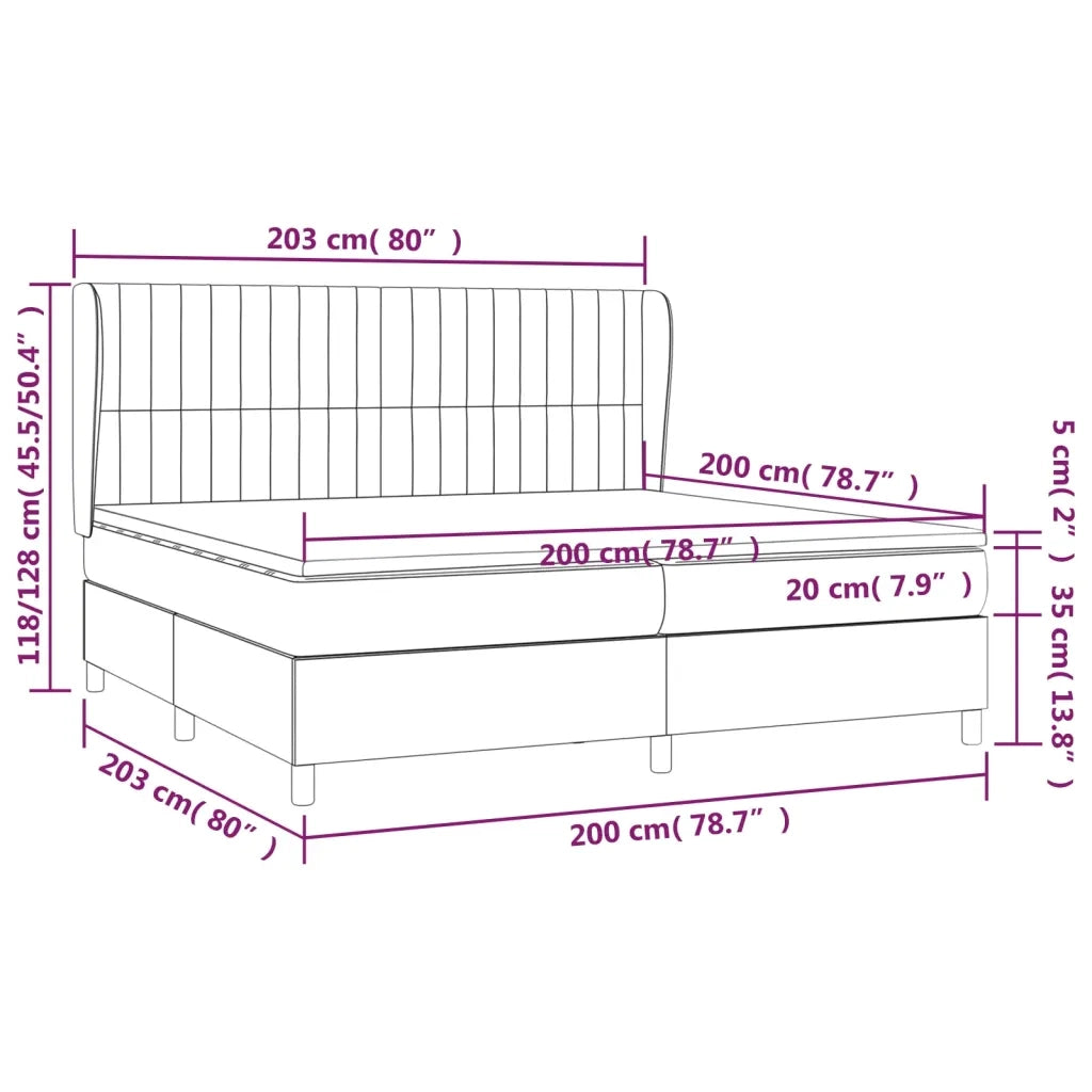 Giroletto a Molle con Materasso Marrone Scuro 200x200cm Tessuto