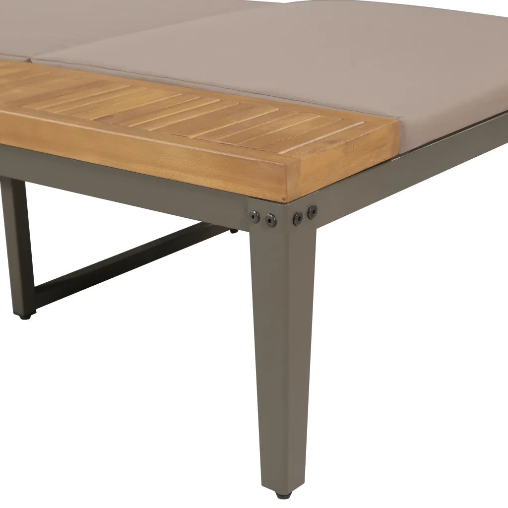 Lettino Prendisole con Cuscini in Massello Acacia Marrone 44249
