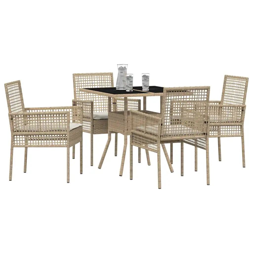 Set da Pranzo per Giardino 5 pcs Beige polyrattan 3334932