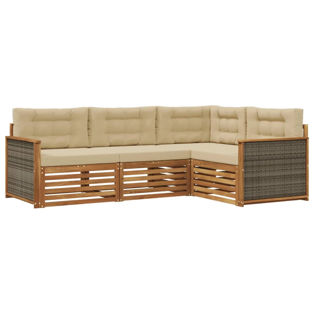 Set di divani da esterno 4 pz Naturale e Beige 3383291