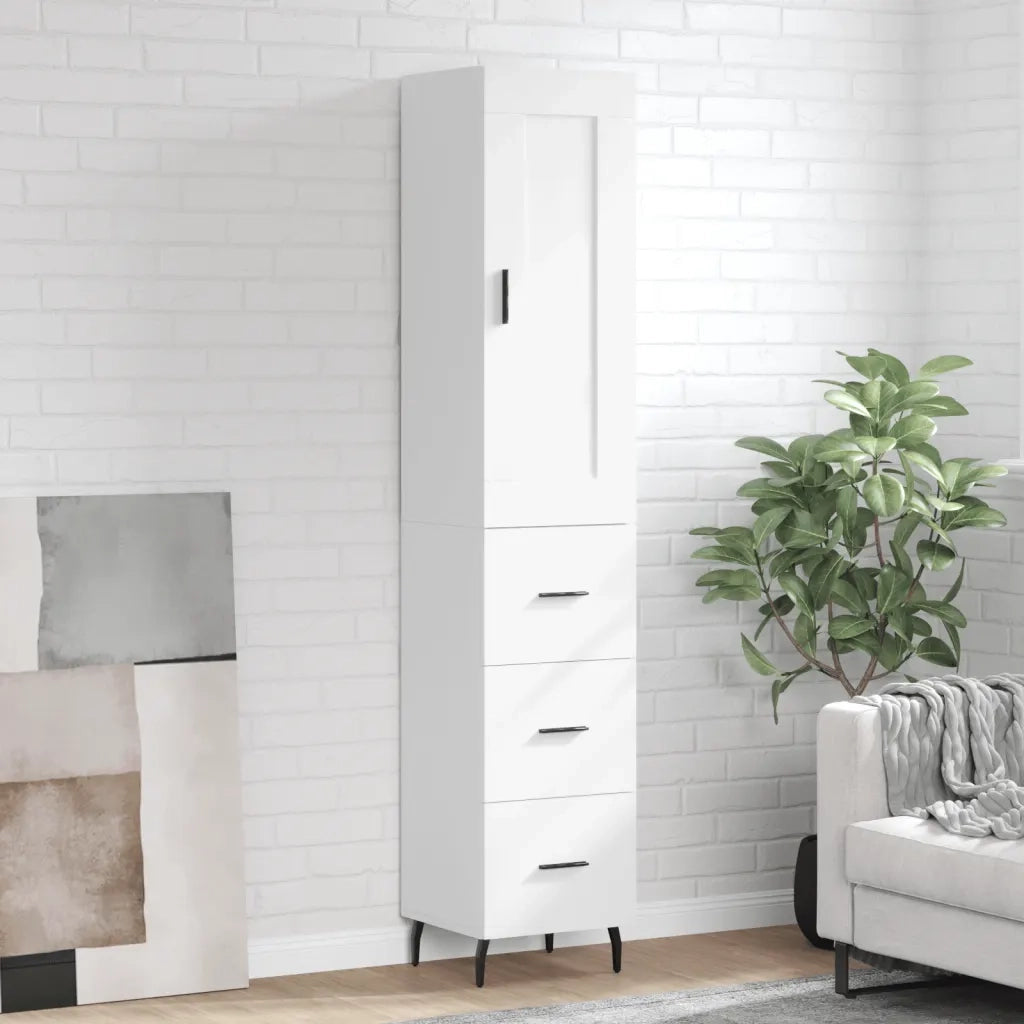 Credenza Bianca 34,5x34x180 cm in Legno Multistrato 3200209
