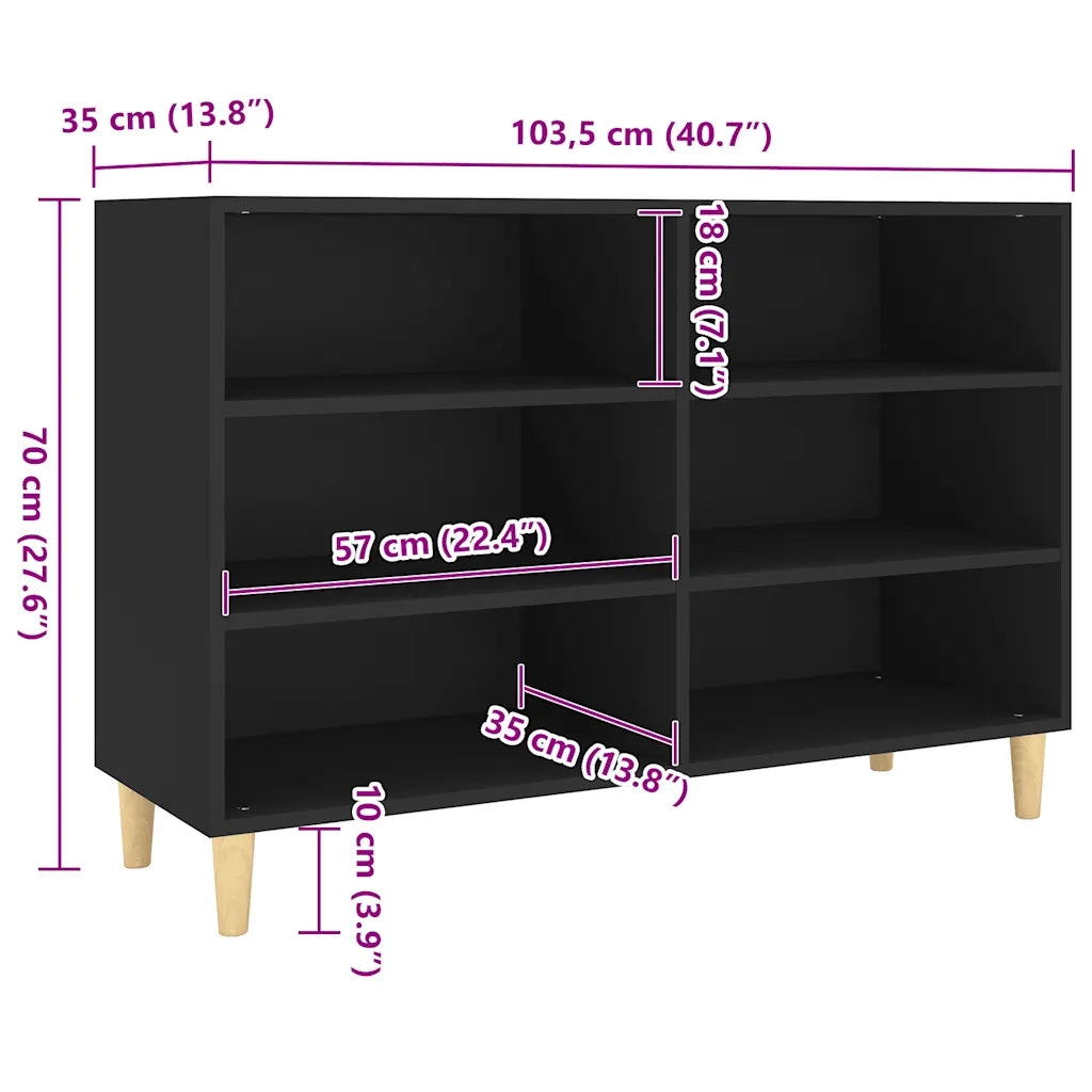 Credenza Nera 103,5x35x70 cm in Legno Multistrato