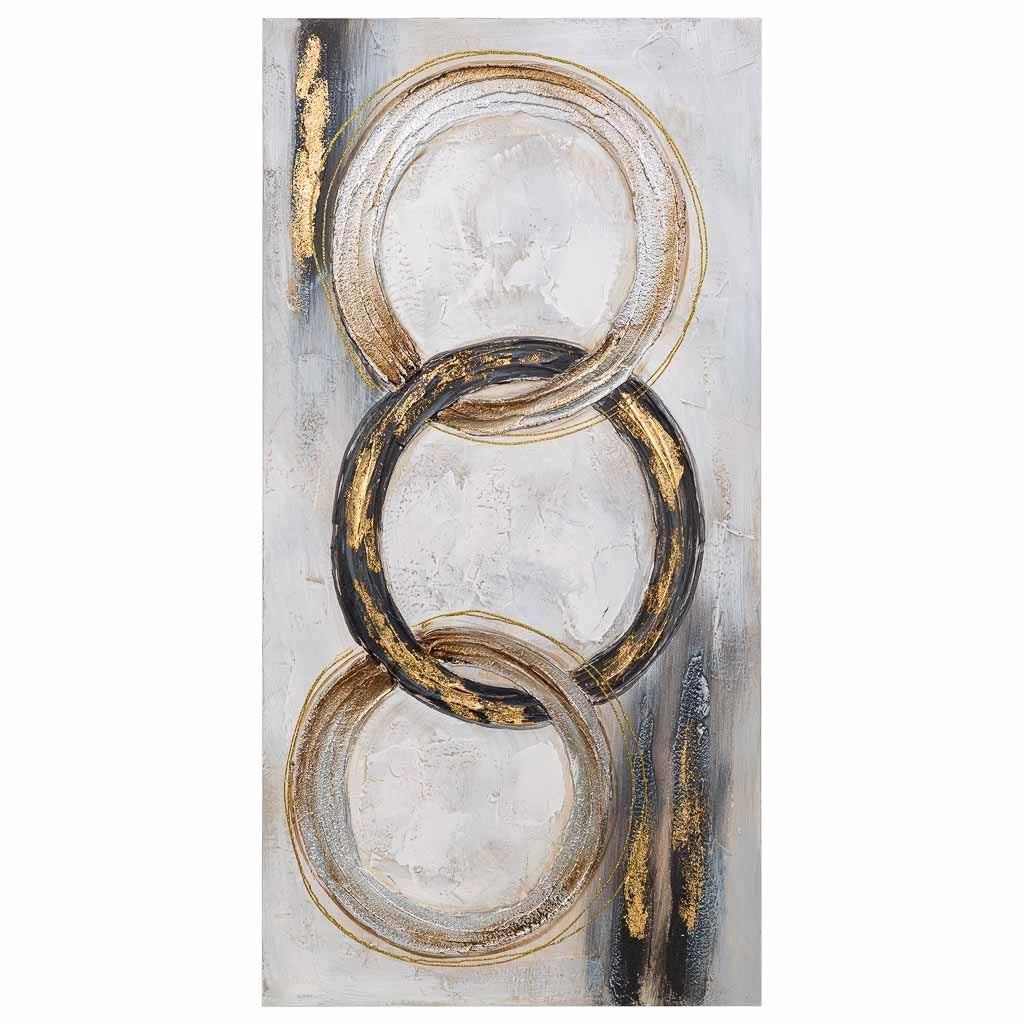 Quadro dipinto a mano con rilievo grigio 50x100x3h cm