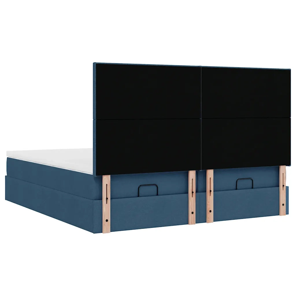 Struttura Letto Pouf con Materassi Blu 200x200 cm in Tessuto 3314533