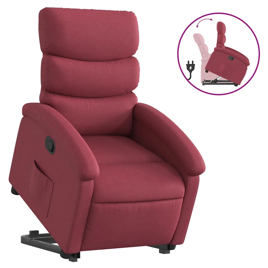 vidaXL Poltrona Alzapersona Reclinabile Rosso Vino in Tessuto