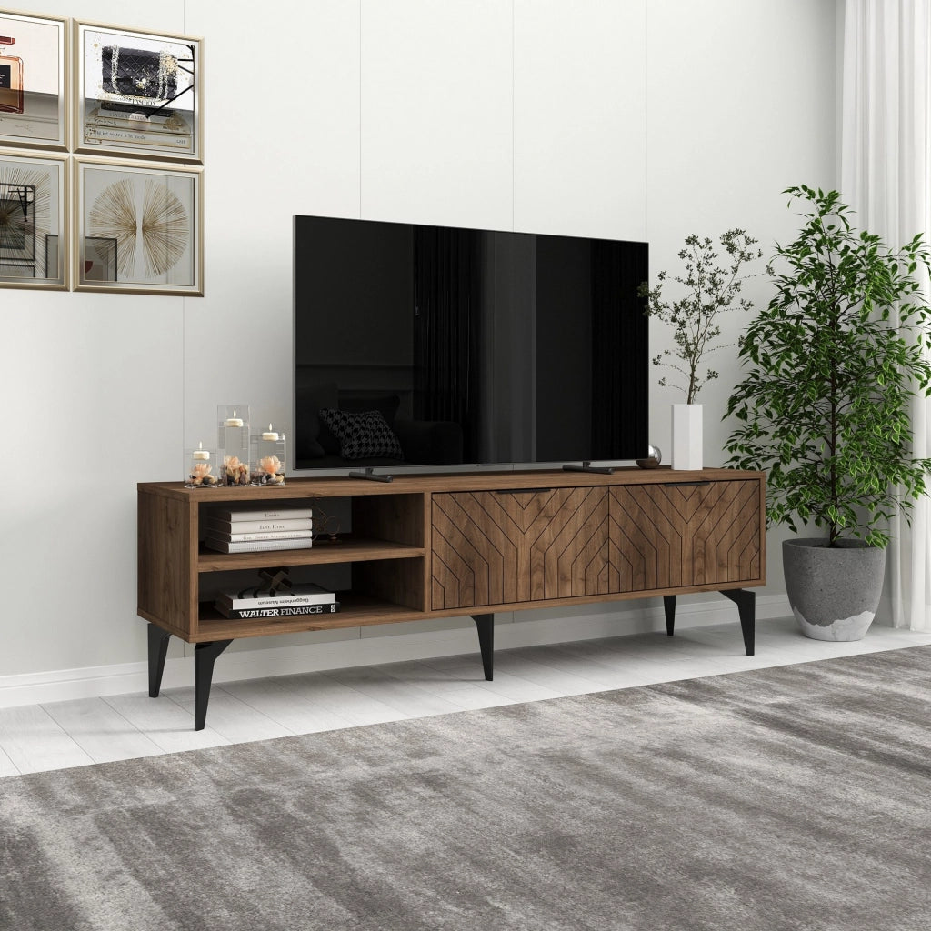 Sambuci, Mobile Porta tv un Ripiano, 160x30x50h cm Marrone Noce