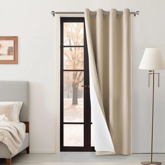 Doppio strato tenda termica contro freddo e caldo 1 pezzo - Protezione dal freddo - Doppia tenda per porte resistente al vento e al freddo - Beige