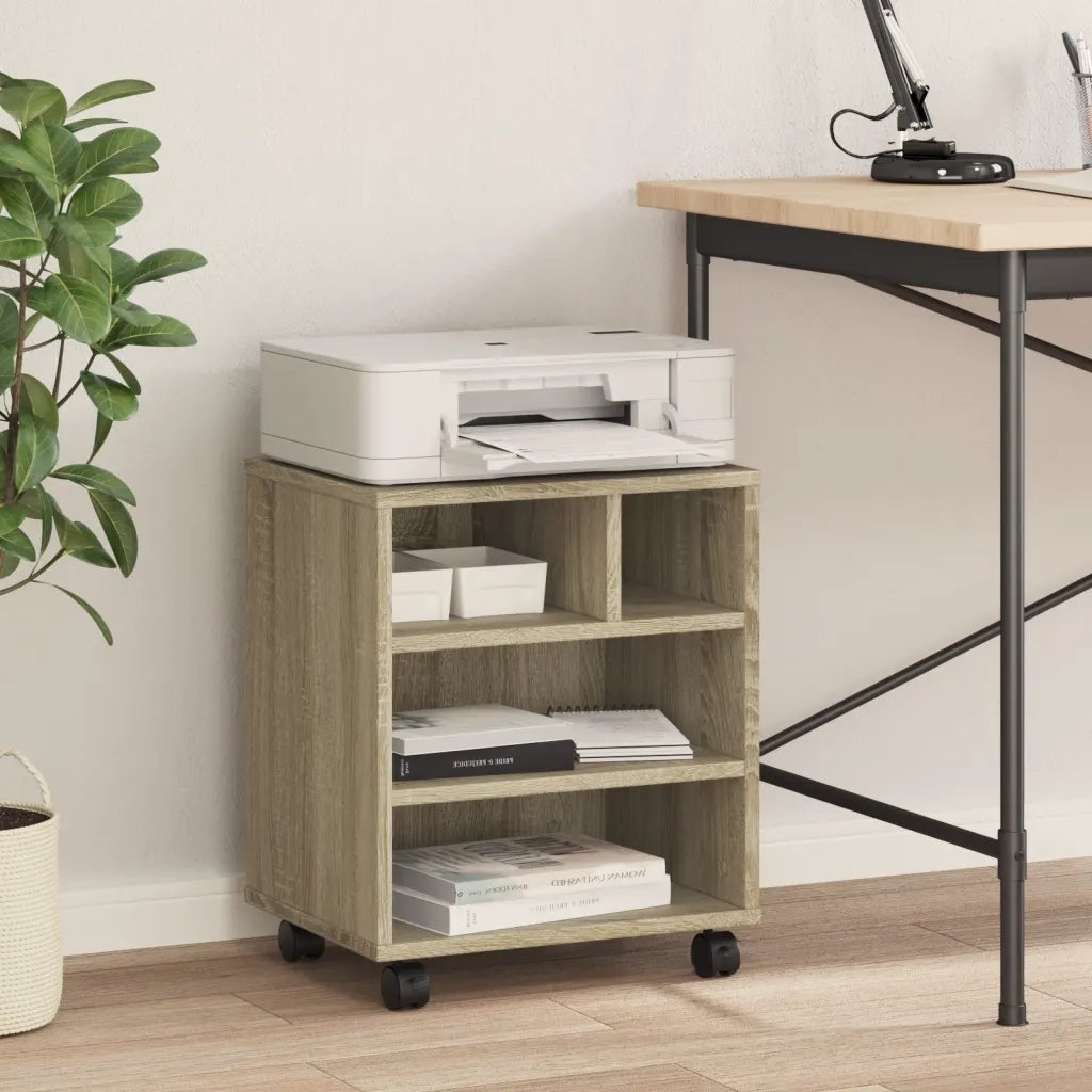 Supporto per Stampante con Ruote Rovere Sonoma 41x32x48 cm
