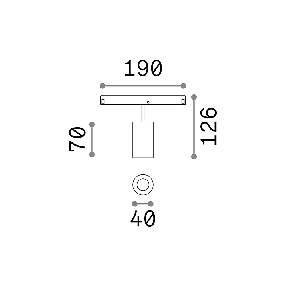 Faretto Binario Singolo On-Off Ego Alluminio Nero 1 Luce 8W 3000K Luce Calda