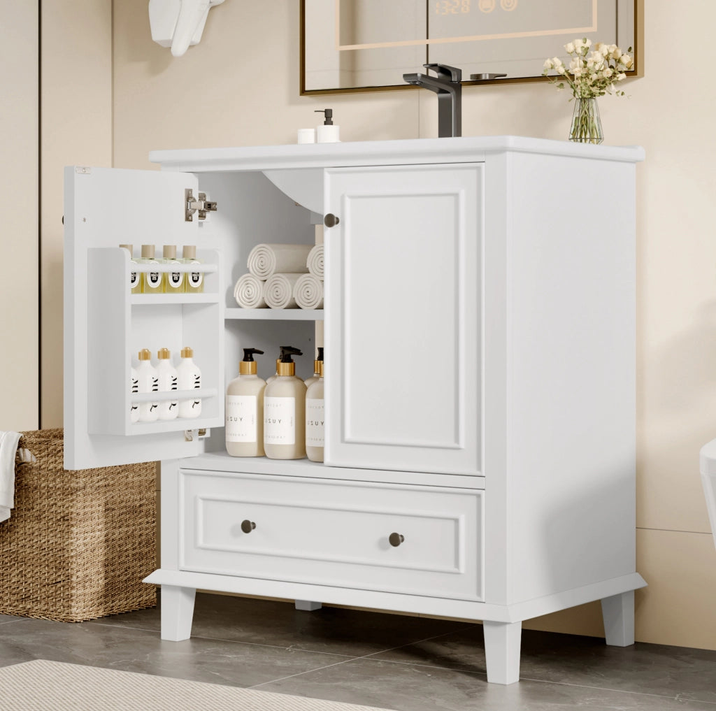 Mobile bagno bianco con lavabo in ceramica 76x46x87 cm