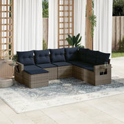 Set Divani da Giardino 7 pz con Cuscini Grigio in Polyrattan 3220500