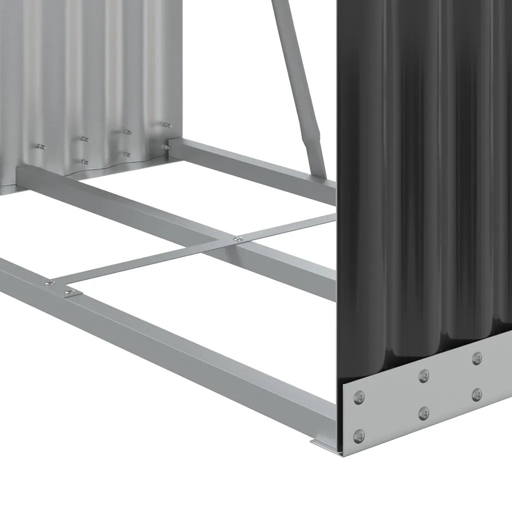Portalegna-Scaffale per Legna Antracite 80x45x190 cm Acciaio Zincato
