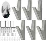 Haken per Wand per Abbigliamento e Altro - Set da 6 - Argento