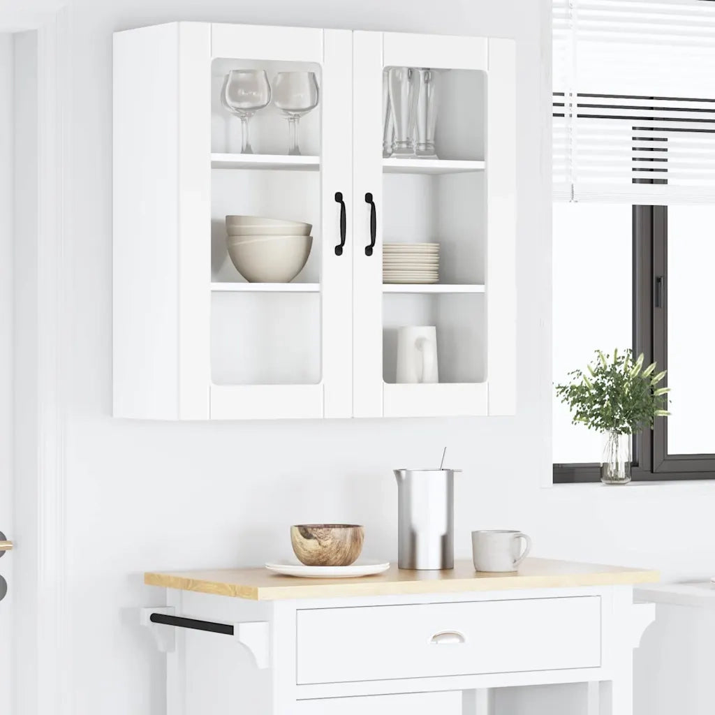 Pensile da cucina | Mobile in vetro da parete PORTO Bianco 80 x 31 x 80 cm