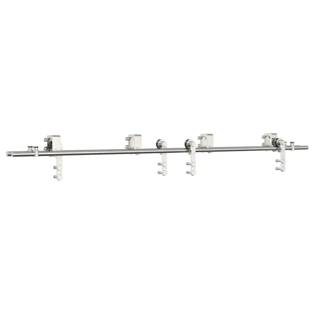 Kit Binari Porta Scorrevole 200 cm Acciaio Inossidabile Argento 3295766