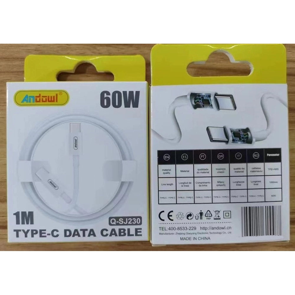 Trade Shop - Cavo Usb Di Ricarica Rapida Trasferimento Dati Q-sj230 Da Type-c A Type-c 60w Pd Da 1mt -