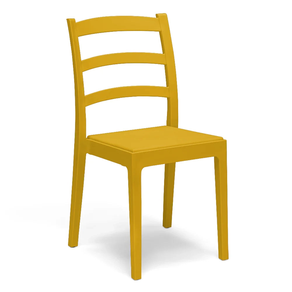 Set 4 Sedie in polipropilene REA, MADE IN ITALY, impilabile, resistente ai raggi UV, design classico, ideale per sala da pranzo, cucina, sala d’attesa, bar, ristoranti o giardino, colore Senape
