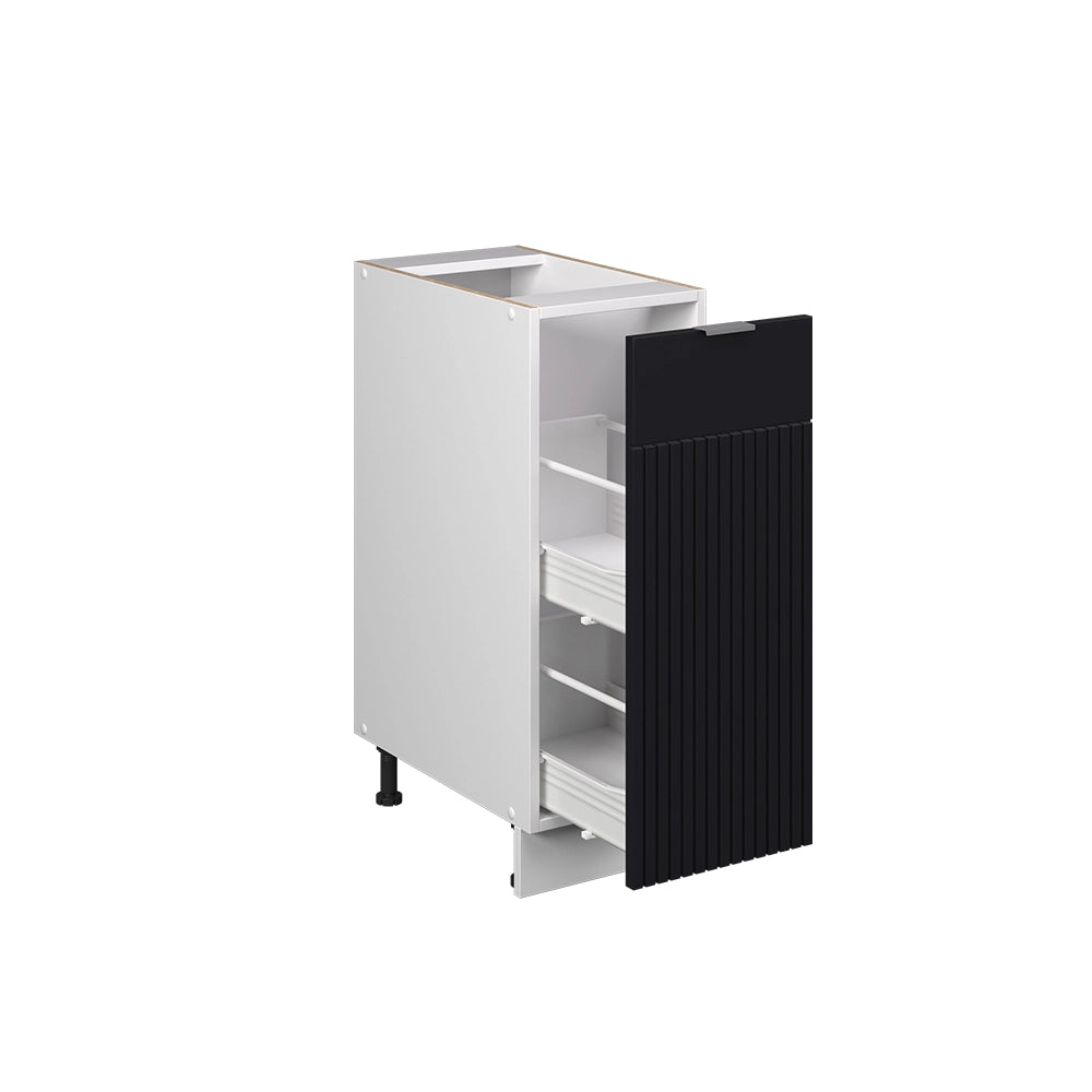 Armadio cucina dispensa alto Fame-Line Nero rigato/Bianco 30 cm, PL Marmo Vicco