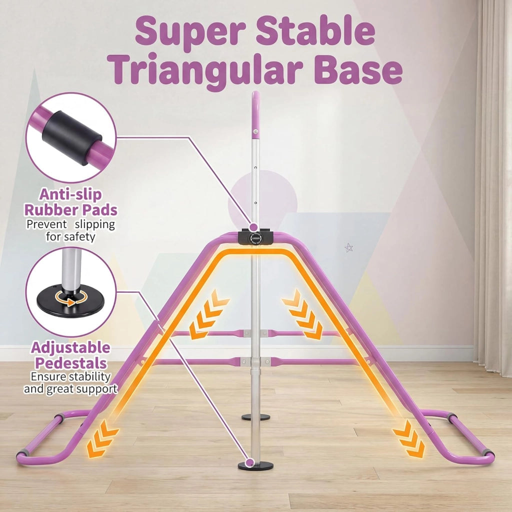 KOMFOTTEU Barra da ginnastica pieghevole per bambini, barra orizzontale con altezza regolabile in 5 livelli da 90 a 130 cm, carico di 70 kg, attrezzatura portatile per allenamento per interni esterni