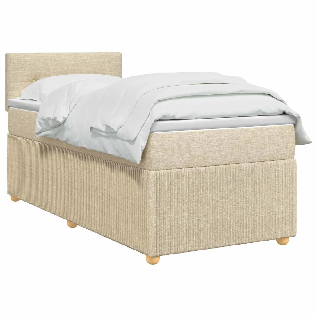 Letto box spring con materasso Crema 100 x 200 cm Tessuto 3451403