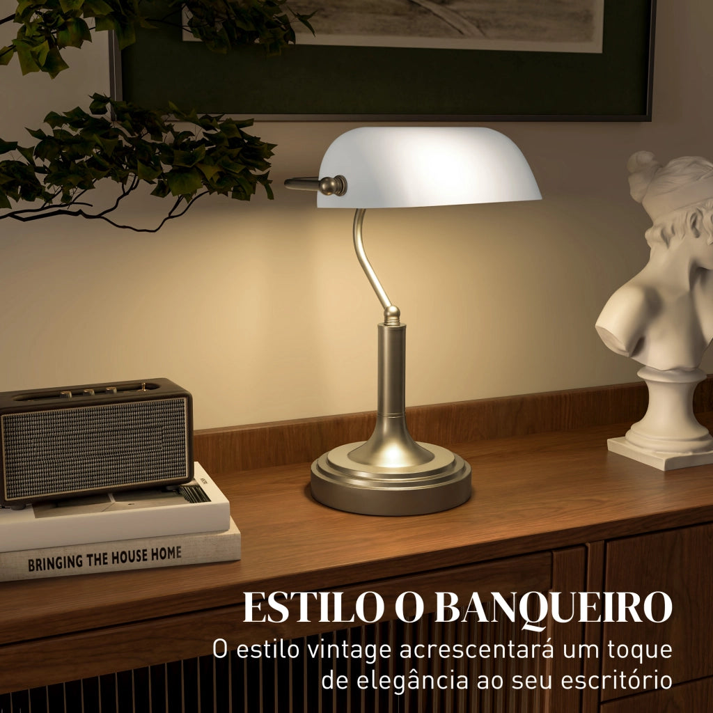 Lampada da Scrivania con Interruttore a Levetta e Paralume Regolabile ¨C Zephmum ¨C Bianco