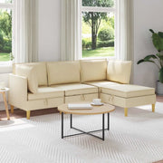 Set di mobili per il soggiorno con cuscino 4 pcs Crema Tessuto 3413710