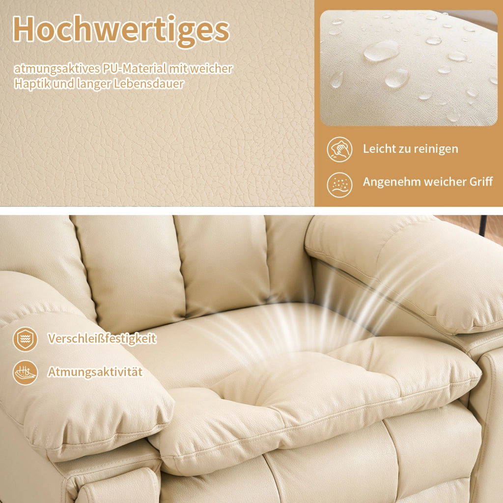 Poltrona relax elettrica con alzapersona, massaggio e riscaldamento - beige