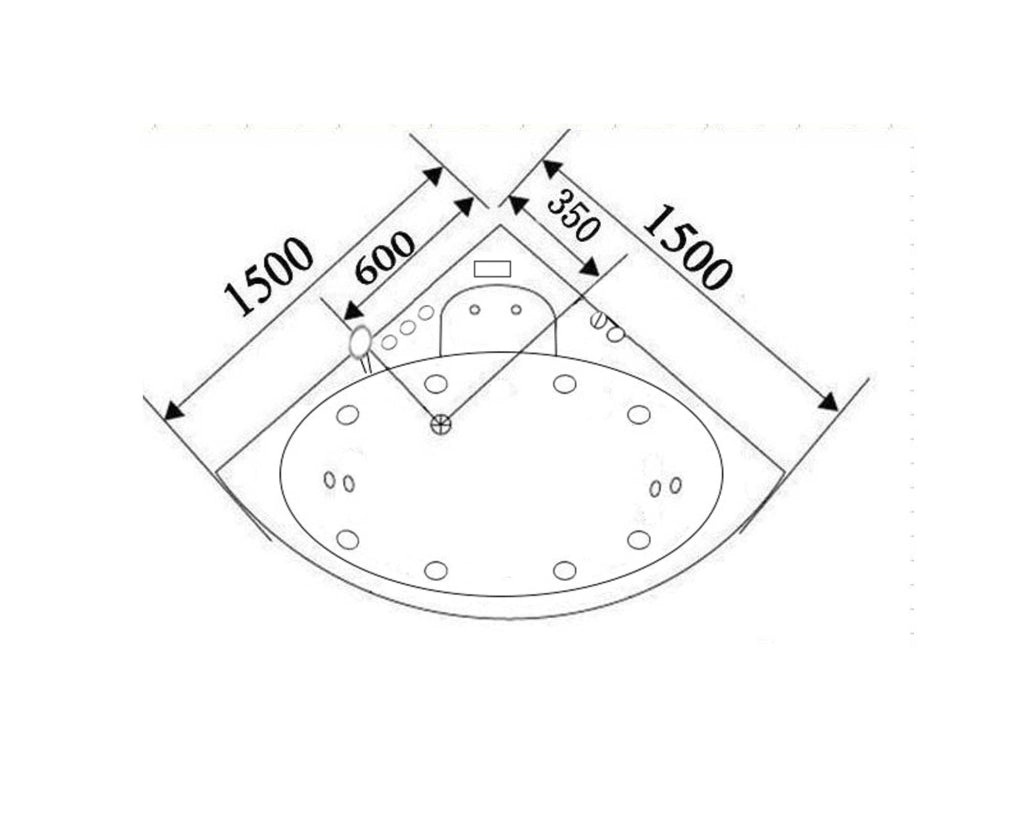Vasca idromassaggio Nera 150 X 150 cm Cromoterapia 14 getti – Dolphin