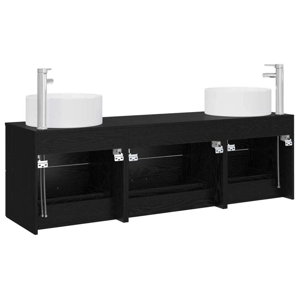 Set di mobili per il bagno 3 pz Nero 161,5 x 44,5 x 80 cm 3405940