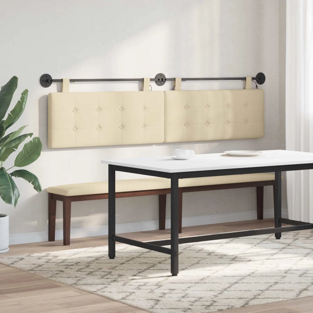 Testiera sospesa Con luce LED Crema Tessuto