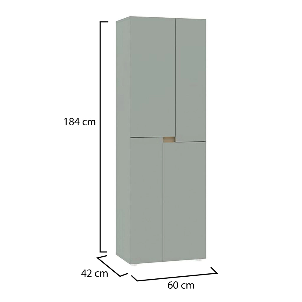 Armadio Camera da Letto Lidasime, Guardaroba Grande 5 Ripiani, 42x184h cm Verde
