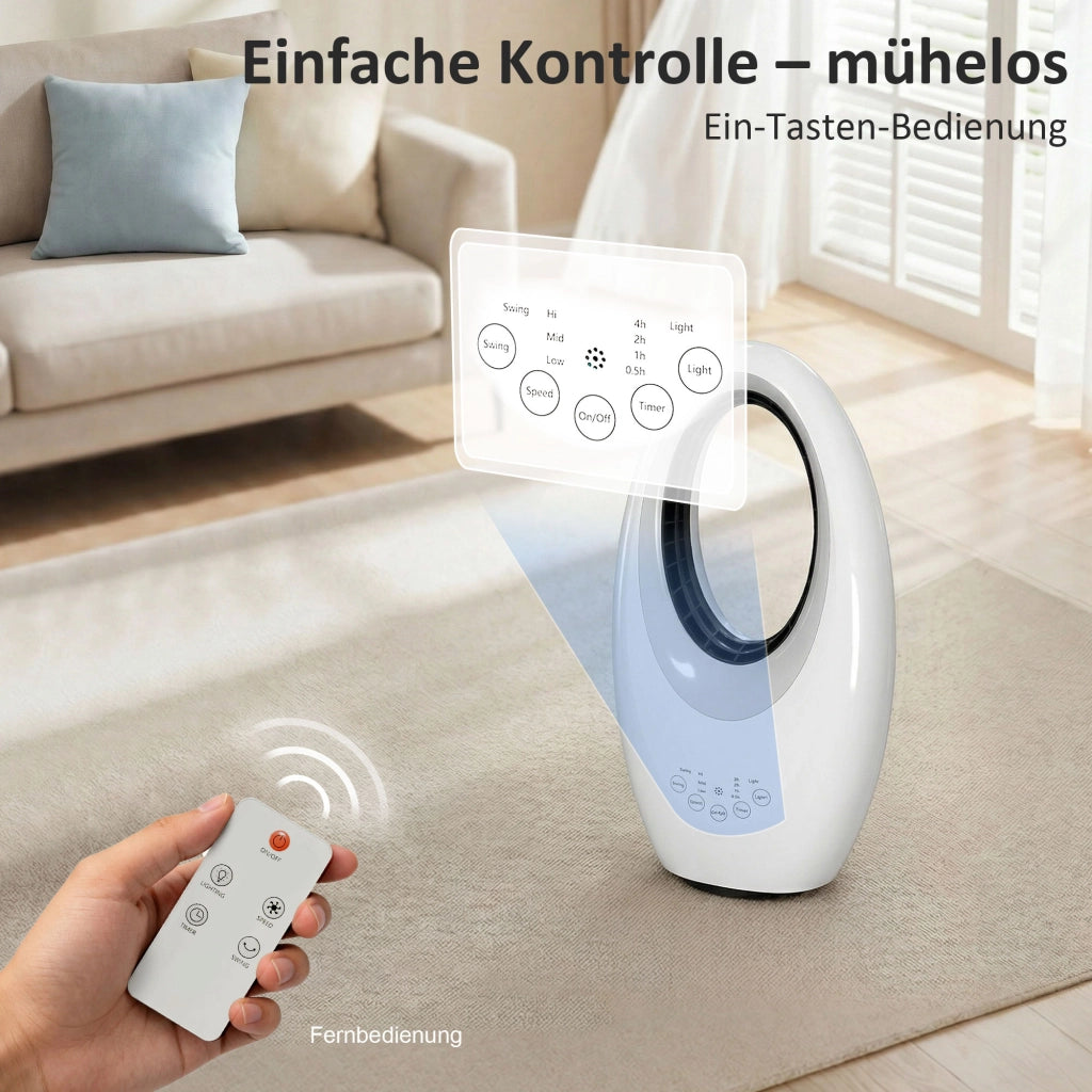 Ventilatore da pavimento senza pale con oscillazione ¨C zephmum ¨C LED, 3 velocita'