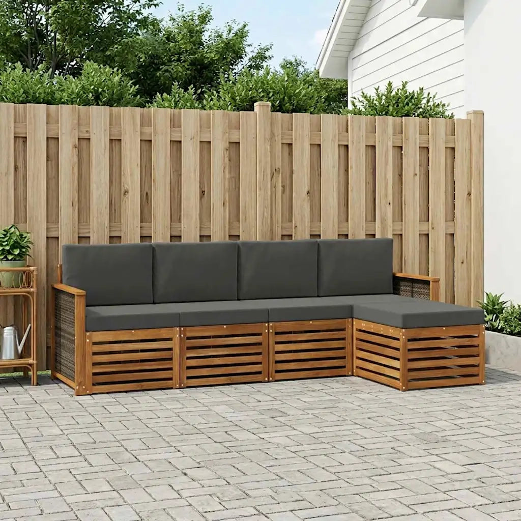 Set di divani da esterno con cuscino 5 pcs Naturale e Antracite
