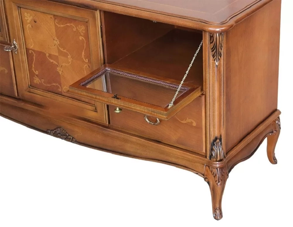 Porta tv classico in legno 1 porta 2 cassetti 2 ribalte bassano l.141 p.47 h.70 - Mobili 2G