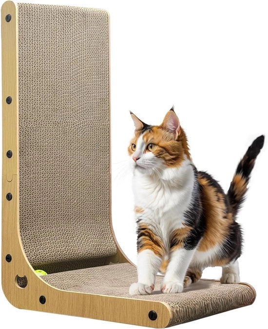 Krabbaplastico a forma di L 60 cm - Pannello di gatto robusto con giocattolo a palline - Molte angolazioni di gatto per parete e angolo