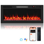Caminetto elettrico con 12 colori per la fiamma e 5 livelli di luminosit¨¤, Riscaldatore con controllo tramite APP e telecomando-Caminetto elettrico