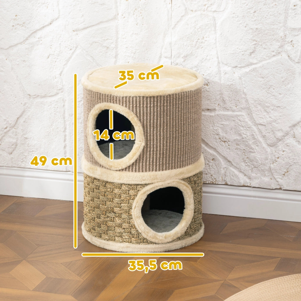 Tiragraffi per gatto con erba gatta e sisal ¨C zephmum ¨C 35,5x35,5x49cm kaki