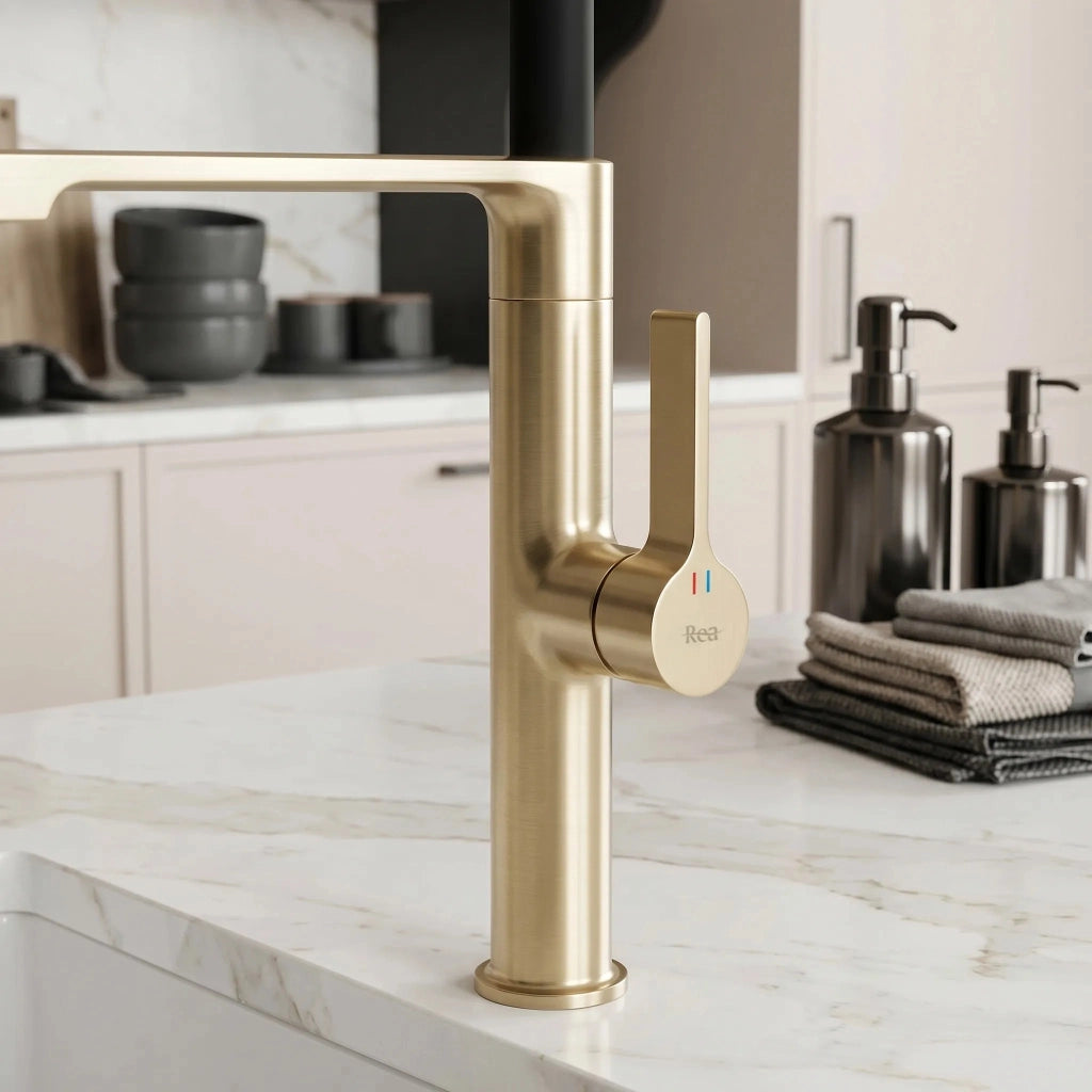 Rubinetto Da Cucina Rea Lago Brush Gold
